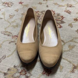 Salvatore Ferragamo Women's Beige Perforated Flats